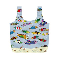 Fish Ocean Sea Water Diving Blue Nature Full Print Recycle Bag (m) by Ravend