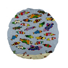 Fish Ocean Sea Water Diving Blue Nature Standard 15  Premium Flano Round Cushions by Ravend