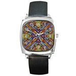 Mosaic Pattern Background Square Metal Watch Front