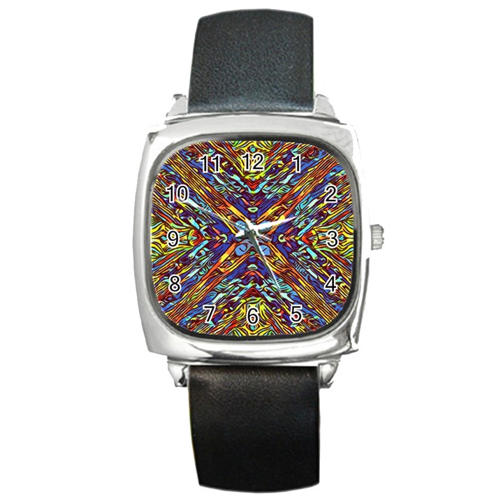 Mosaic Pattern Background Square Metal Watch