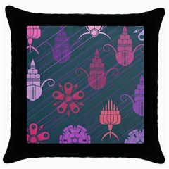 Floral Non Seamless Pattern Throw Pillow Case (black)