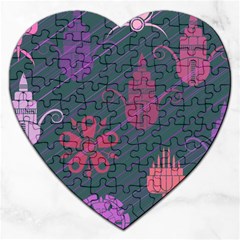 Floral Non Seamless Pattern Jigsaw Puzzle (heart)