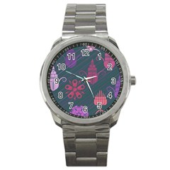 Floral Non Seamless Pattern Sport Metal Watch by Ravend