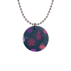 Floral Non Seamless Pattern 1  Button Necklace