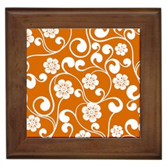 Orange Floral Walls  Framed Tile by ConteMonfrey