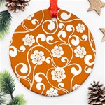 Orange Floral Walls  Ornament (Round) Front