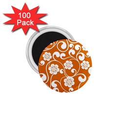 Orange Floral Walls  1 75  Magnets (100 Pack)  by ConteMonfrey