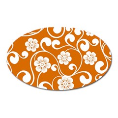 Orange Floral Walls  Oval Magnet by ConteMonfrey