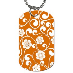 Orange Floral Walls  Dog Tag (one Side) by ConteMonfrey