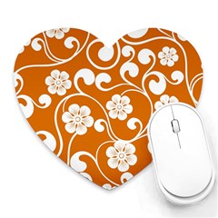 Orange Floral Walls  Heart Mousepads by ConteMonfrey