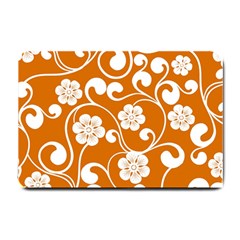 Orange Floral Walls  Small Doormat  by ConteMonfrey