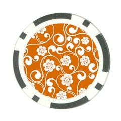 Orange Floral Walls  Poker Chip Card Guard by ConteMonfrey