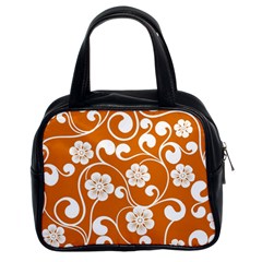 Orange Floral Walls  Classic Handbag (two Sides) by ConteMonfrey