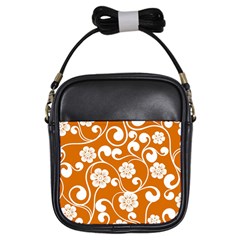 Orange Floral Walls  Girls Sling Bag by ConteMonfrey