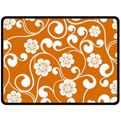 Orange Floral Walls  Fleece Blanket (large)  by ConteMonfrey