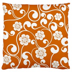 Orange Floral Walls  Large Cushion Case (two Sides) by ConteMonfrey