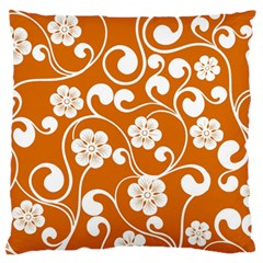 Orange Floral Walls  Large Flano Cushion Case (two Sides) by ConteMonfrey