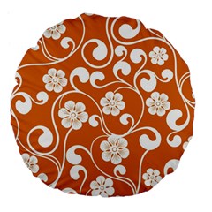 Orange Floral Walls  Large 18  Premium Flano Round Cushions by ConteMonfrey