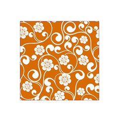 Orange Floral Walls  Satin Bandana Scarf 22  X 22  by ConteMonfrey