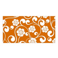 Orange Floral Walls  Satin Shawl 45  X 80  by ConteMonfrey