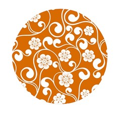 Orange Floral Walls  Mini Round Pill Box (pack Of 5) by ConteMonfrey