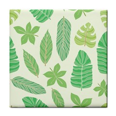 Watercolor Banana Leaves  Tile Coaster by ConteMonfrey