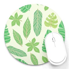 Watercolor Banana Leaves  Round Mousepads by ConteMonfrey