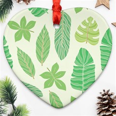 Watercolor Banana Leaves  Heart Ornament (two Sides) by ConteMonfrey