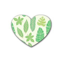 Watercolor Banana Leaves  Rubber Heart Coaster (4 Pack) by ConteMonfrey