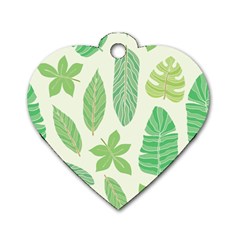 Watercolor Banana Leaves  Dog Tag Heart (one Side) by ConteMonfrey