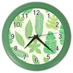 Watercolor Banana Leaves  Color Wall Clock by ConteMonfrey