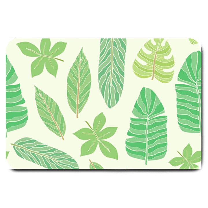 Watercolor Banana Leaves  Large Doormat 