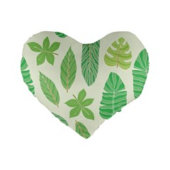 Watercolor Banana Leaves  Standard 16  Premium Flano Heart Shape Cushions by ConteMonfrey