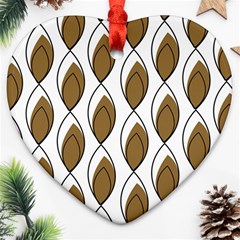 Brown Minimalist Leaves  Ornament (heart) by ConteMonfrey