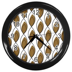 Brown Minimalist Leaves  Wall Clock (black) by ConteMonfrey