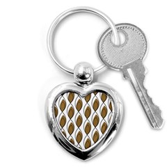 Brown Minimalist Leaves  Key Chain (heart) by ConteMonfrey