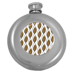 Brown Minimalist Leaves  Round Hip Flask (5 Oz) by ConteMonfrey