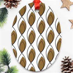 Brown Minimalist Leaves  Oval Ornament (two Sides) by ConteMonfrey