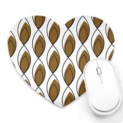 Brown Minimalist Leaves  Heart Mousepads by ConteMonfrey