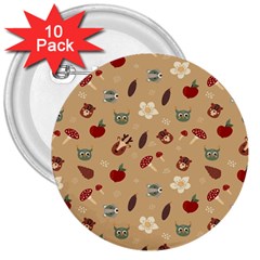 Cute Forest Friends 3  Buttons (10 Pack)  by ConteMonfrey