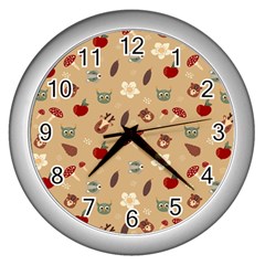 Cute Forest Friends Wall Clock (silver) by ConteMonfrey