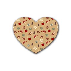 Cute Forest Friends Rubber Coaster (heart) by ConteMonfrey