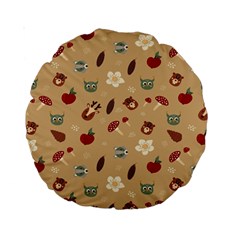 Cute Forest Friends Standard 15  Premium Round Cushions by ConteMonfrey