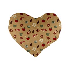 Cute Forest Friends Standard 16  Premium Flano Heart Shape Cushions by ConteMonfrey