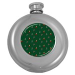 Christmas Background Round Hip Flask (5 oz) Front