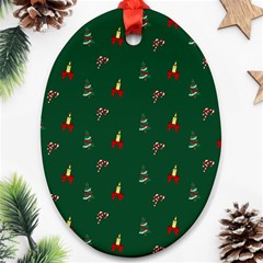 Christmas Background Oval Ornament (two Sides)