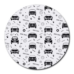 Pattern Retro Italy Cars Classic Round Mousepads by danenraven