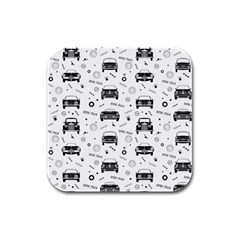 Pattern Retro Italy Cars Classic Rubber Square Coaster (4 Pack)