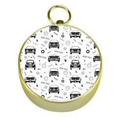 Pattern Retro Italy Cars Classic Gold Compasses by danenraven