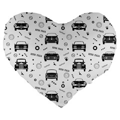 Pattern Retro Italy Cars Classic Large 19  Premium Flano Heart Shape Cushions